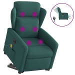 vidaXL Fotoliu electric masaj rabatabil / ridicare verde închis textil