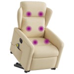 vidaXL Fotoliu electric de masaj rabatabil cu ridicare, crem, textil vidaXL Fotoliu electric de masaj rabatabil cu ridicare, crem, textil