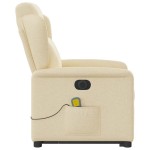 vidaXL Fotoliu electric de masaj rabatabil cu ridicare, crem, textil vidaXL Fotoliu electric de masaj rabatabil cu ridicare, crem, textil