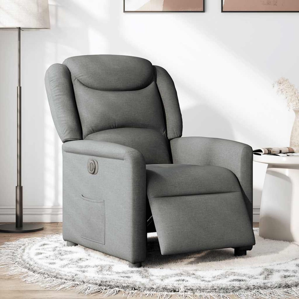 vidaXL Fotoliu rabatabil electric, gri închis, material textil