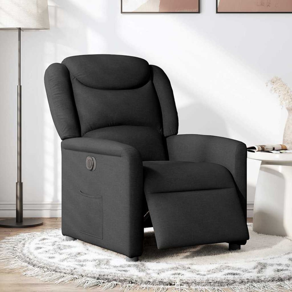 vidaXL Fotoliu rabatabil electric, negru, material textil