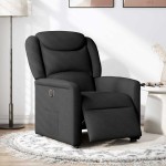 vidaXL Fotoliu rabatabil electric, negru, material textil