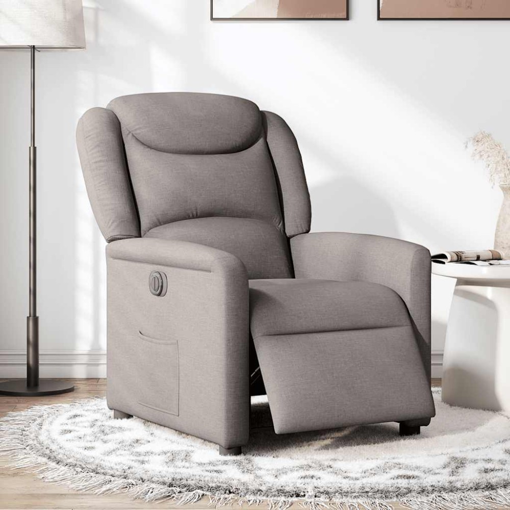 vidaXL Fotoliu rabatabil electric, gri taupe, material textil