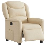 vidaXL Fotoliu rabatabil electric, crem, material textil