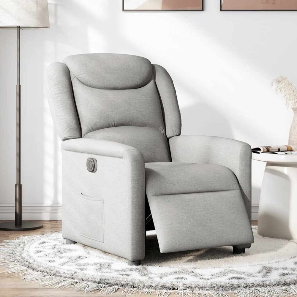 vidaXL Scaun reclinabil electric Cloud Grey Fabric
