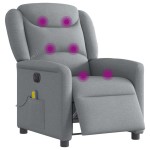 vidaXL Fotoliu electric de masaj rabatabil, gri deschis, microfibră