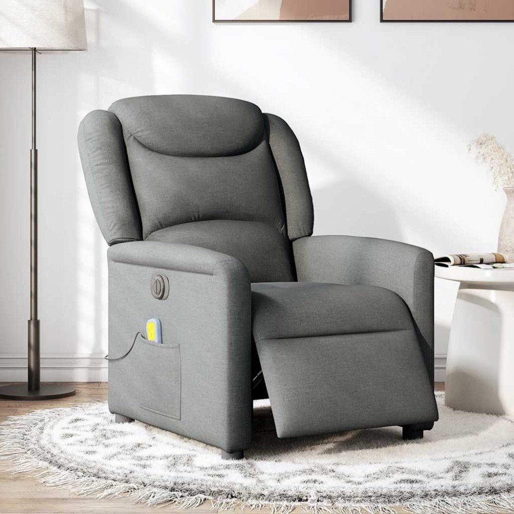 vidaXL Fotoliu electric de masaj rabatabil, gri închis, textil