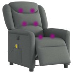 vidaXL Fotoliu electric de masaj rabatabil, gri închis, textil