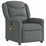 vidaXL Fotoliu electric de masaj rabatabil, gri închis, textil