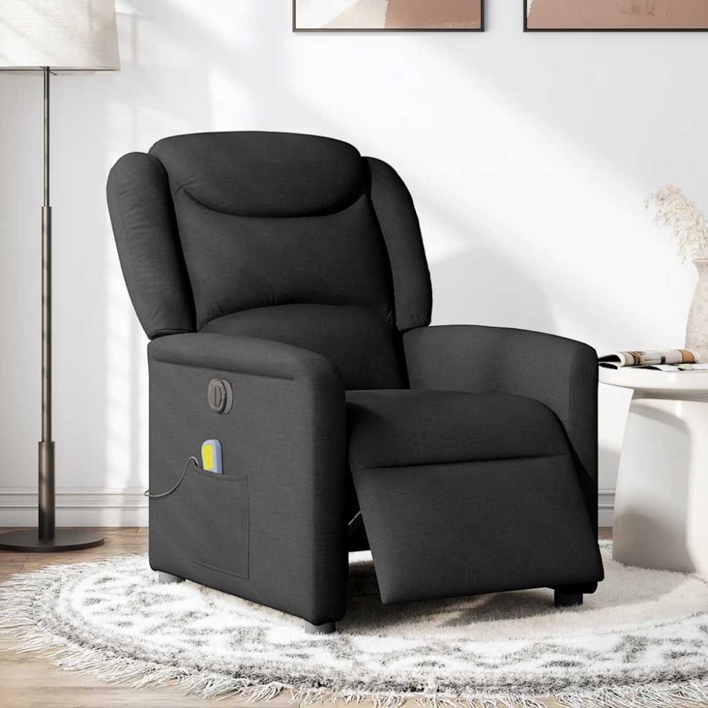 vidaXL Fotoliu electric de masaj rabatabil, negru, textil