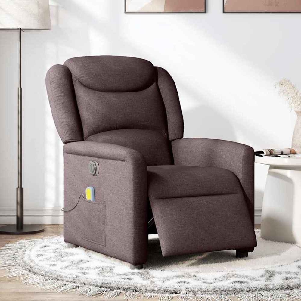 vidaXL Fotoliu electric de masaj rabatabil, maro închis, textil
