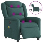 vidaXL Fotoliu electric de masaj rabatabil, verde închis, textil vidaXL Fotoliu electric de masaj rabatabil, verde închis, textil