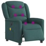 vidaXL Fotoliu electric de masaj rabatabil, verde închis, textil vidaXL Fotoliu electric de masaj rabatabil, verde închis, textil