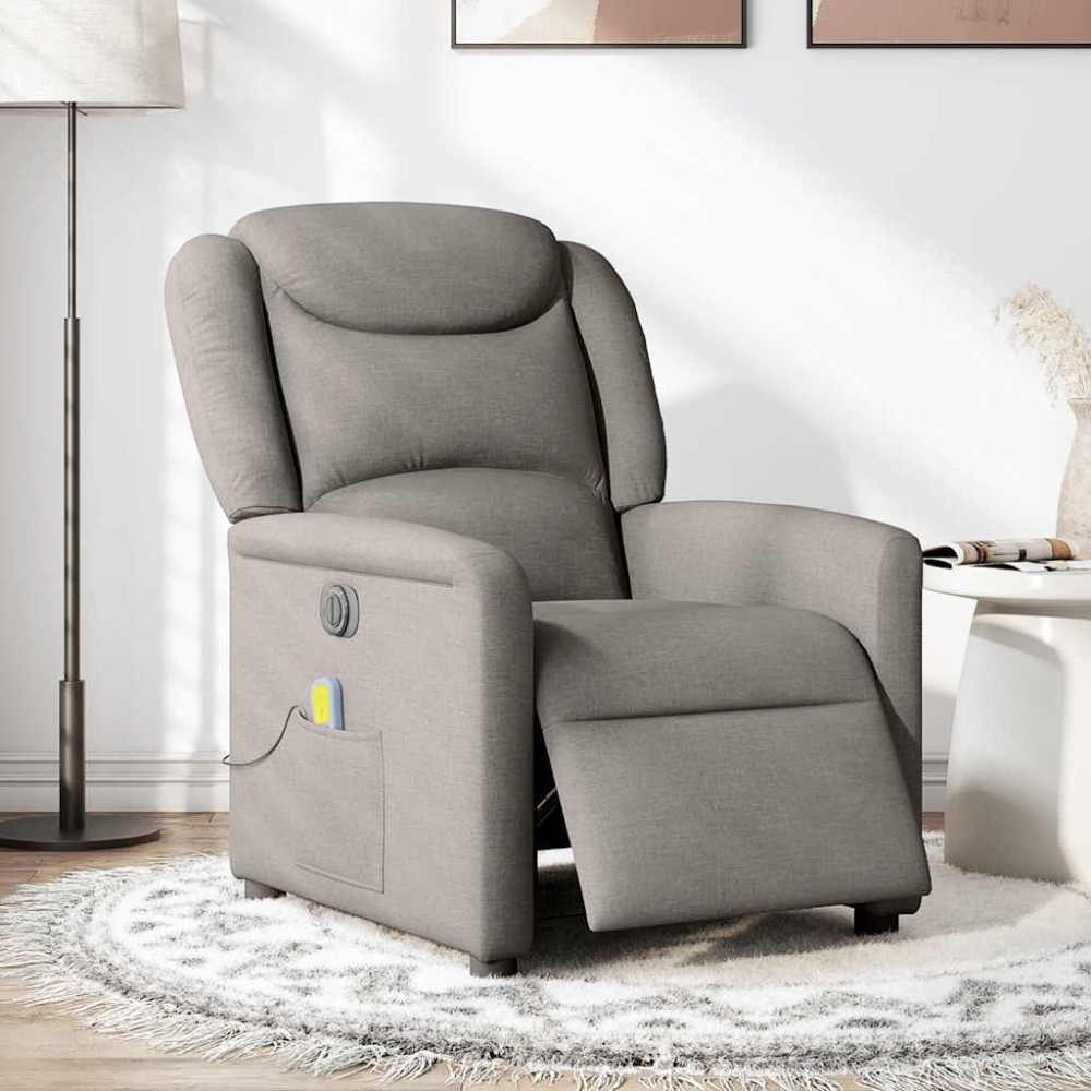 vidaXL Fotoliu electric de masaj rabatabil, gri taupe, textil
