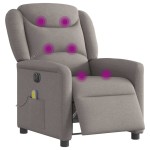vidaXL Fotoliu electric de masaj rabatabil, gri taupe, textil