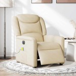 vidaXL Fotoliu electric de masaj rabatabil, crem, textil