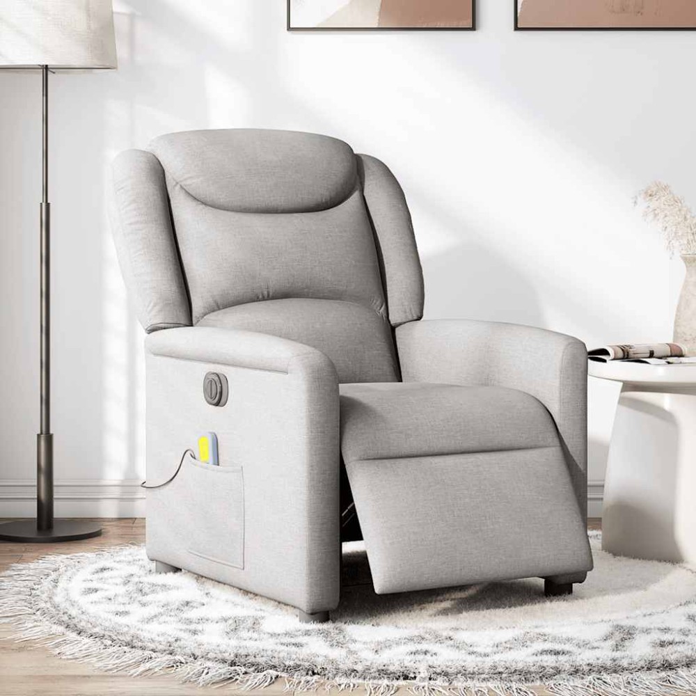 vidaXL Scaun reclinabil electric pentru masaj Cloud Grey Fabric
