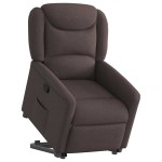 vidaXL Fotoliu rabatabil cu ridicare pe verticală, maro închis, textil