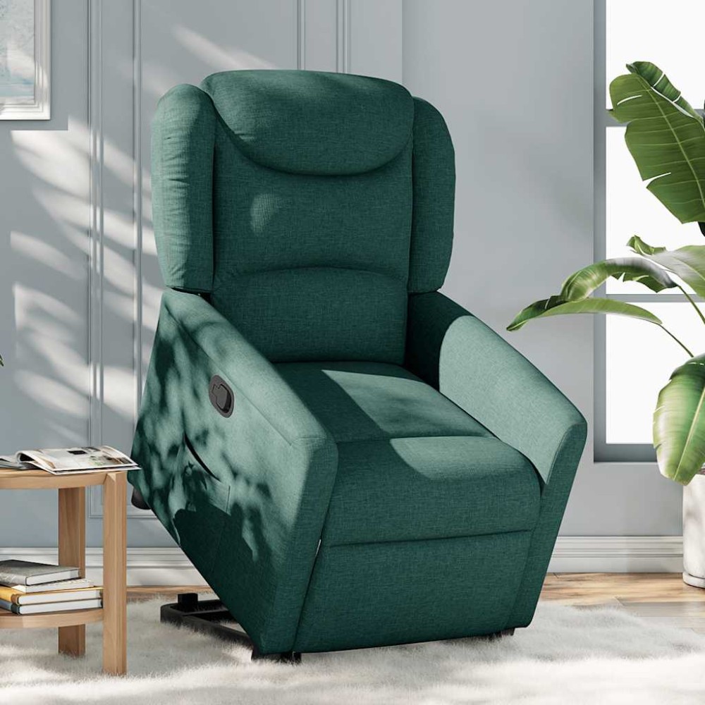 vidaXL Fotoliu rabatabil ridicare pe verticală, verde închis, textil