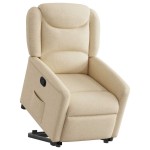 vidaXL Fotoliu rabatabil cu ridicare pe verticală, crem, textil