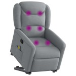 vidaXL Fotoliu de masaj rabatabil cu ridicare, gri deschis, textil vidaXL Fotoliu de masaj rabatabil cu ridicare, gri deschis, textil