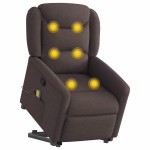 vidaXL Fotoliu rabatabil de masaj, cu ridicare, maro închis, textil