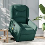 vidaXL Fotoliu rabatabil de masaj, cu ridicare, verde închis, textil