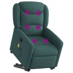 vidaXL Fotoliu rabatabil de masaj, cu ridicare, verde închis, textil