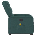 vidaXL Fotoliu rabatabil de masaj, cu ridicare, verde închis, textil