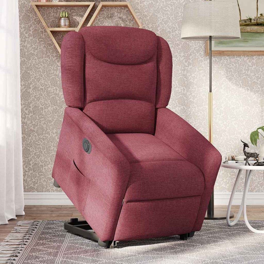 vidaXL Fotoliu electric rabatabil cu ridicare, roșu vin, textil