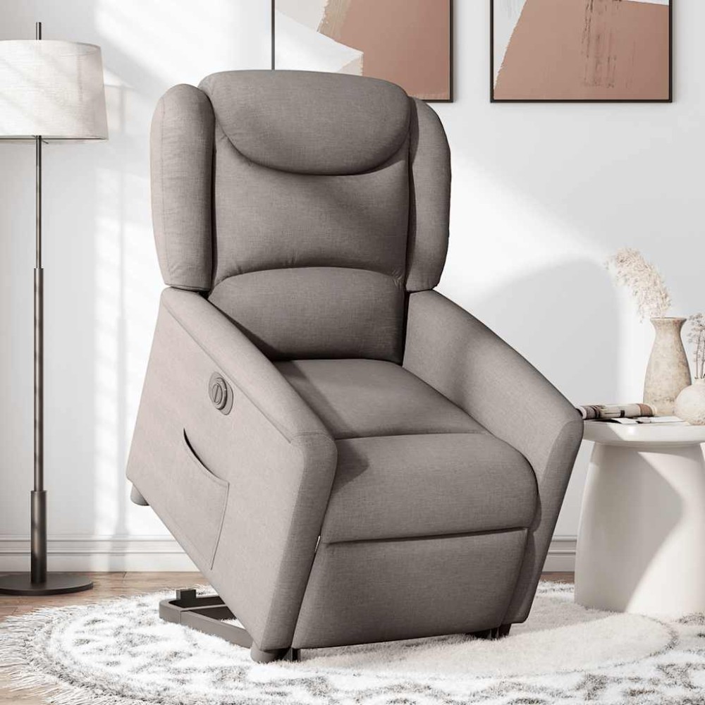 vidaXL Fotoliu electric rabatabil cu ridicare, gri taupe, textil