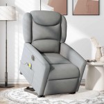 vidaXL Fotoliu electric masaj rabatabil cu ridicare, gri închis textil