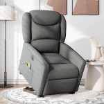vidaXL Fotoliu electric masaj rabatabil cu ridicare, gri închis textil