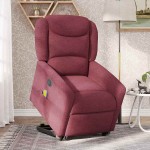 vidaXL Fotoliu de masaj electric rabatabil cu ridicare roșu vin textil vidaXL Fotoliu de masaj electric rabatabil cu ridicare roșu vin textil