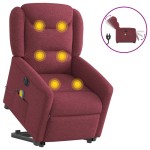 vidaXL Fotoliu de masaj electric rabatabil cu ridicare roșu vin textil vidaXL Fotoliu de masaj electric rabatabil cu ridicare roșu vin textil