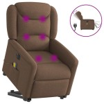 vidaXL Fotoliu electric de masaj rabatabil cu ridicare, maro, textil vidaXL Fotoliu electric de masaj rabatabil cu ridicare, maro, textil