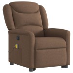 vidaXL Fotoliu electric de masaj rabatabil cu ridicare, maro, textil vidaXL Fotoliu electric de masaj rabatabil cu ridicare, maro, textil