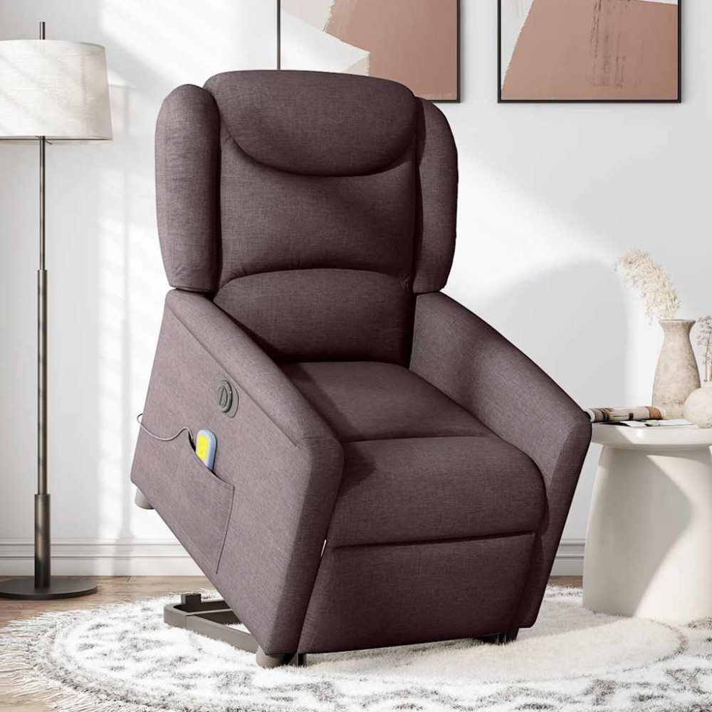 vidaXL Fotoliu electric masaj rabatabil cu ridicare maro închis textil