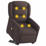vidaXL Fotoliu electric masaj rabatabil cu ridicare maro închis textil vidaXL Fotoliu electric masaj rabatabil cu ridicare maro închis textil