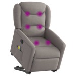 vidaXL Fotoliu electric masaj rabatabil cu ridicare, gri taupe, textil