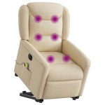 vidaXL Fotoliu electric de masaj rabatabil cu ridicare, crem, textil vidaXL Fotoliu electric de masaj rabatabil cu ridicare, crem, textil