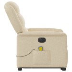 vidaXL Fotoliu electric de masaj rabatabil cu ridicare, crem, textil vidaXL Fotoliu electric de masaj rabatabil cu ridicare, crem, textil