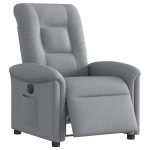 vidaXL Fotoliu rabatabil electric, gri deschis, textil