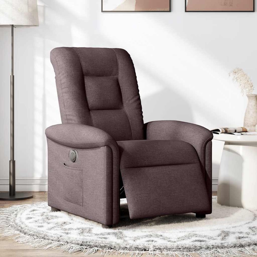 vidaXL Fotoliu rabatabil electric, maro închis, material textil