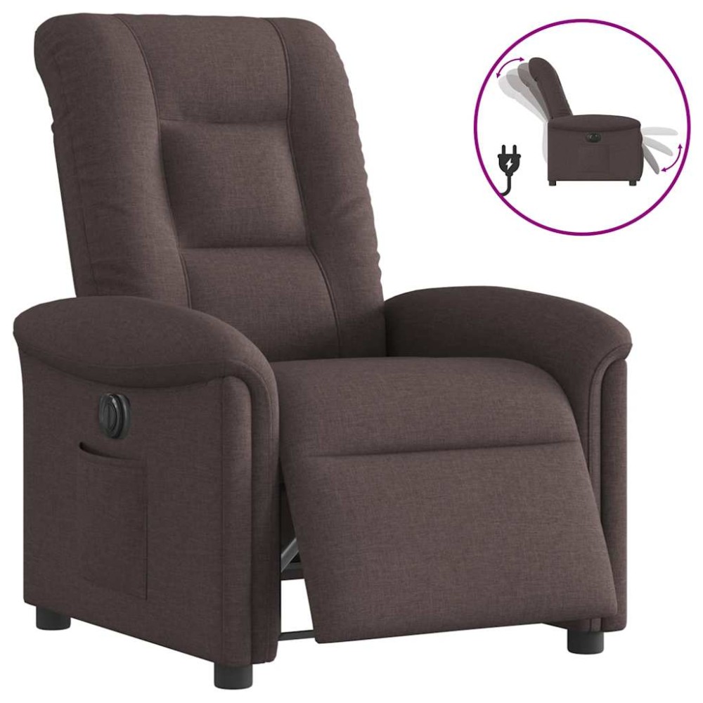 vidaXL Fotoliu rabatabil electric, maro închis, material textil
