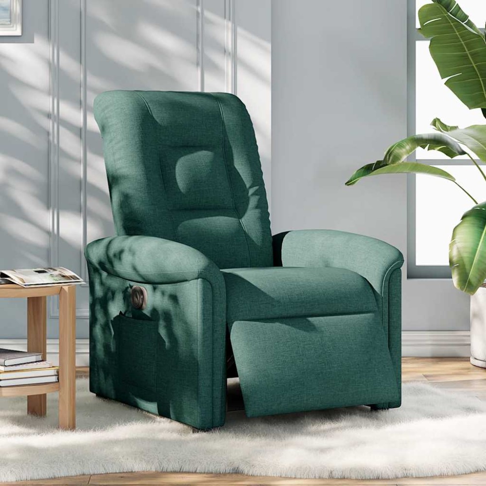 vidaXL Fotoliu rabatabil electric, verde închis, material textil