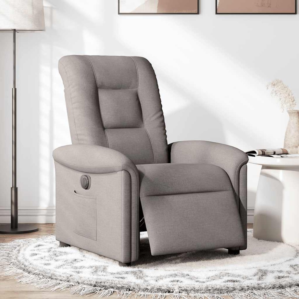 vidaXL Fotoliu rabatabil electric, gri taupe, material textil