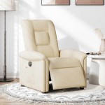 vidaXL Fotoliu rabatabil electric, crem, material textil