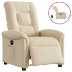 vidaXL Fotoliu rabatabil electric, crem, material textil