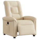 vidaXL Fotoliu rabatabil electric, crem, material textil